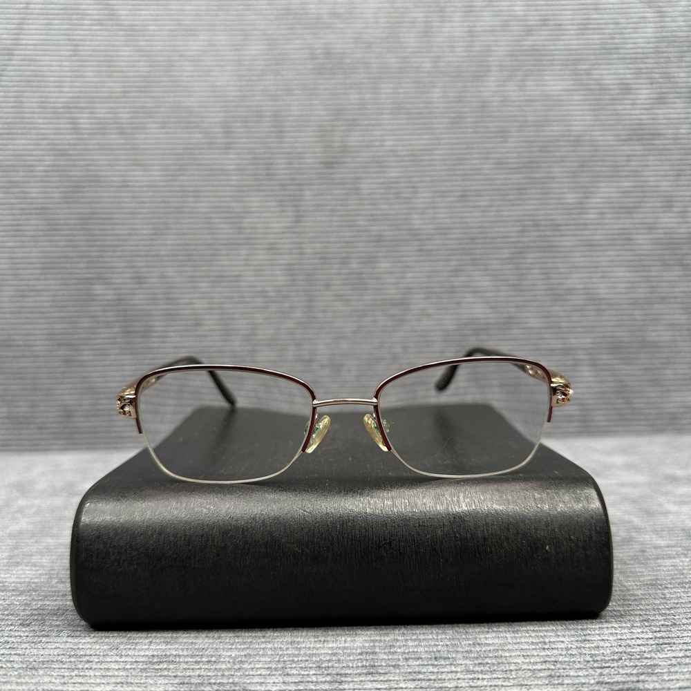 Sophia Loren Zyloware BEAU RIVAGE 63 Burgundy Gold Semi Rimless Eyeglasses 135